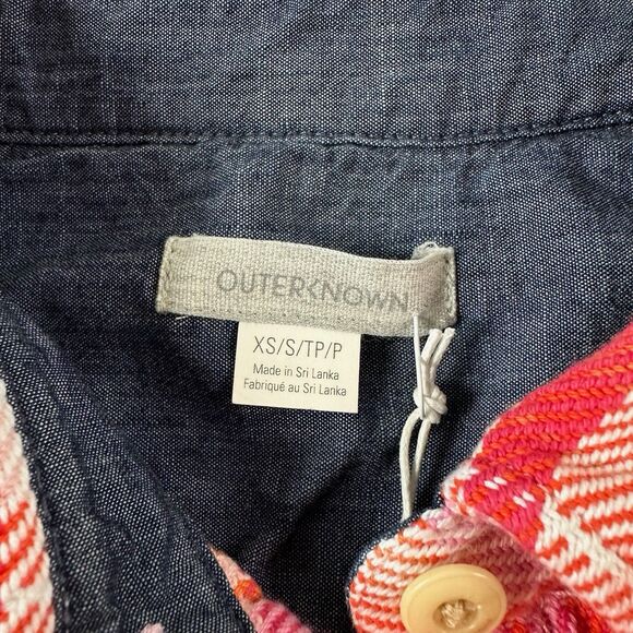 Outerknown Blanket Plaid Shirt Womens Flannel Long Sleeve Pink Orange XS/S - Picture 3 of 8